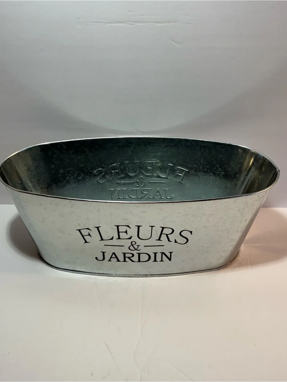 NWT Set of 2 Fleurs & Jardin Galvanized Metal Planters French Farmhouse Herb Gar